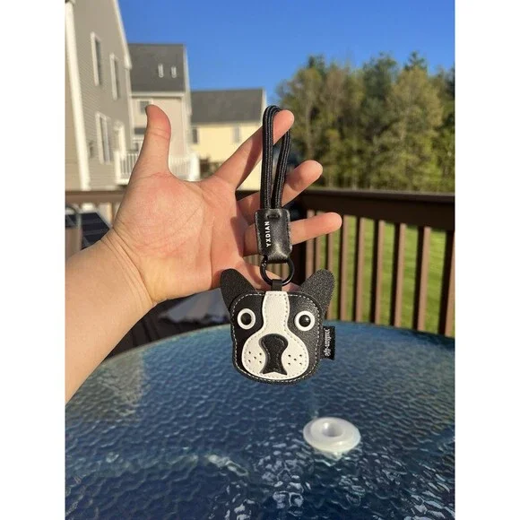 Cute Boston Terrier Puppy Dog Faux leather Keychain & Bag Charm NEW - Picture 3 of 8